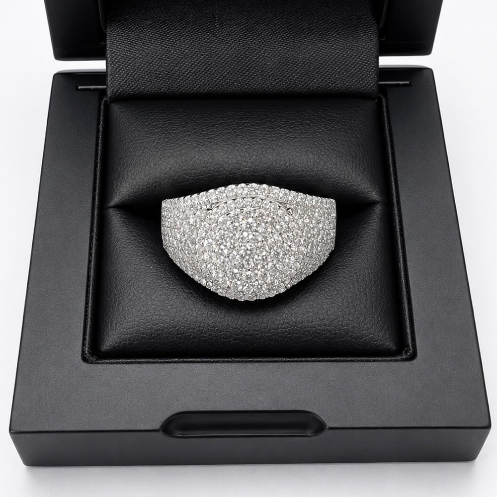 925 Sterling silver 4.00CT MOISSANITE Pave Round Men’s Ring Size 8,9,10 or 12